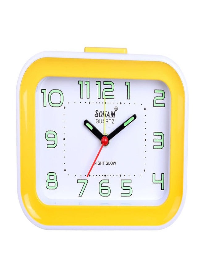 Sonam Table Clock Alarm Clock for Students 1 Year Warranty, 14x10 cm (Yellow)